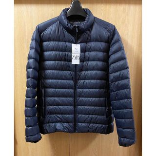 ザラ(ZARA)の【新品】ZARA ライトウェイト ダウンパフジャケット ネイビーブルー XL(ダウンジャケット)