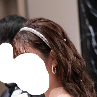 カチューシャ　パール　ビジュー　結婚式(カチューシャ)