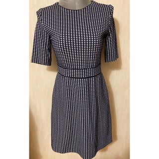 マックスマーラ(Max Mara)のマレーラ　MARELLA 紺色　チェック　ワンピース(ひざ丈ワンピース)