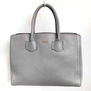 フルラ(Furla)のフルラ ハンドバッグ美品  - グレー レザー(ハンドバッグ)