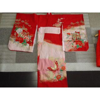 美品 七五三 着物 セット 卒業 卒園 発表会 女の子　3歳　絹１００％　日本製(和服/着物)