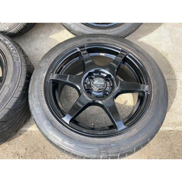 ネコ様専用！ 4穴 PCD100 +38 185/55R15 4本セット 自動車/バイクの自動車(タイヤ・ホイールセット)の商品写真