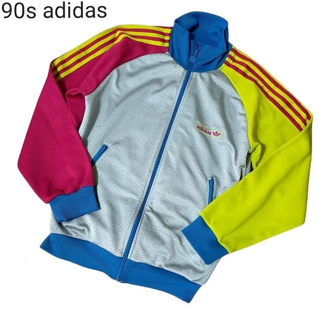 adidas　アディダス　ジャージ　マルチカラー　90s 万国旗タグ　Ｓ | フリマアプリ ラクマ