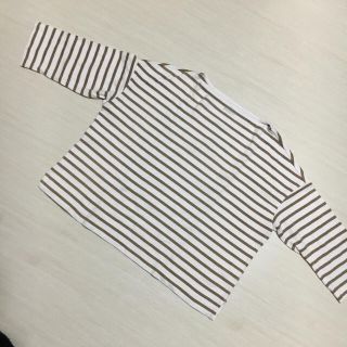 ムジルシリョウヒン(MUJI (無印良品))の無印良品★良品計画 ボートネック七分袖Tシャツ★ボーダー カットソー M～L(Tシャツ(長袖/七分))