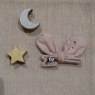 キャラメルベビー&チャイルド(Caramel baby&child )のハンドメイド　うさ耳　クリップ　レース　ピンク(その他)