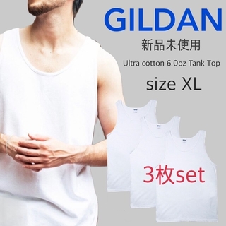 ギルタン(GILDAN)の新品 ギルダン ウルトラコットン 無地 タンクトップ 白 3枚セット XL(Tシャツ/カットソー(半袖/袖なし))