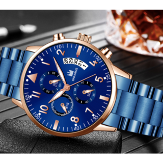 新品 デュアル ブルー 高クオリティー SHAARMS 腕時計メンズ　青(腕時計(アナログ))