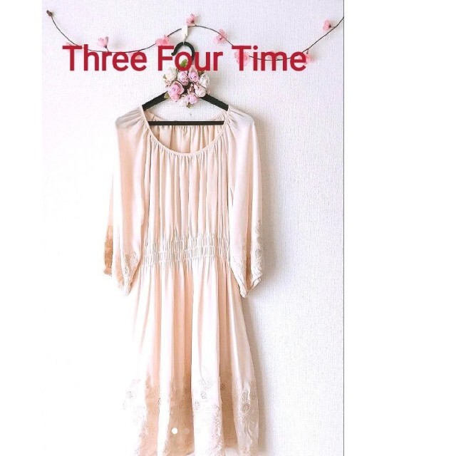 ThreeFourTime(スリーフォータイム)の新品　#ThreeFourTime　スリーフォータイムワンピース レディースのワンピース(ひざ丈ワンピース)の商品写真