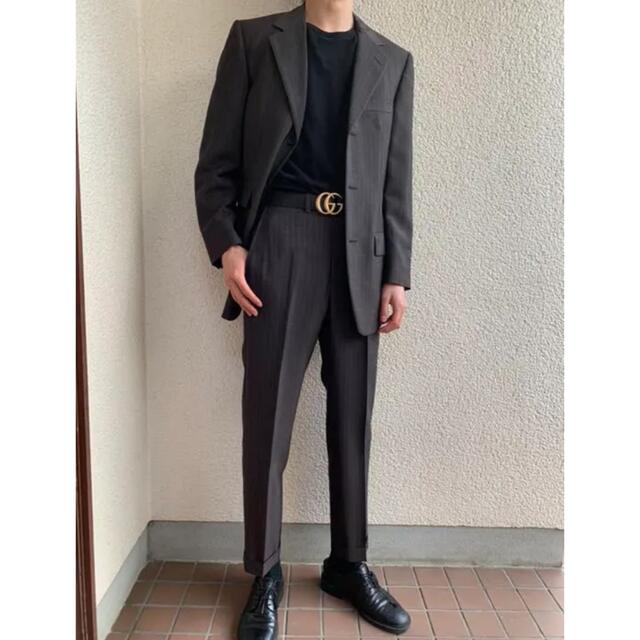 Gucci(グッチ)の定価２２万円 GUCCI セットアップ ダークブラウン ストライプ メンズのスーツ(セットアップ)の商品写真