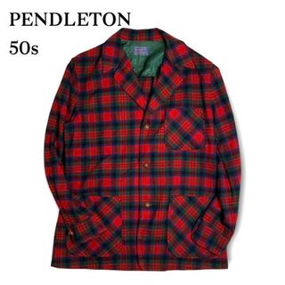 ペンドルトン(PENDLETON)のペンドルトン　くるみボタン　チェック柄　シャツジャケット 50s　ウールシャツ(テーラードジャケット)