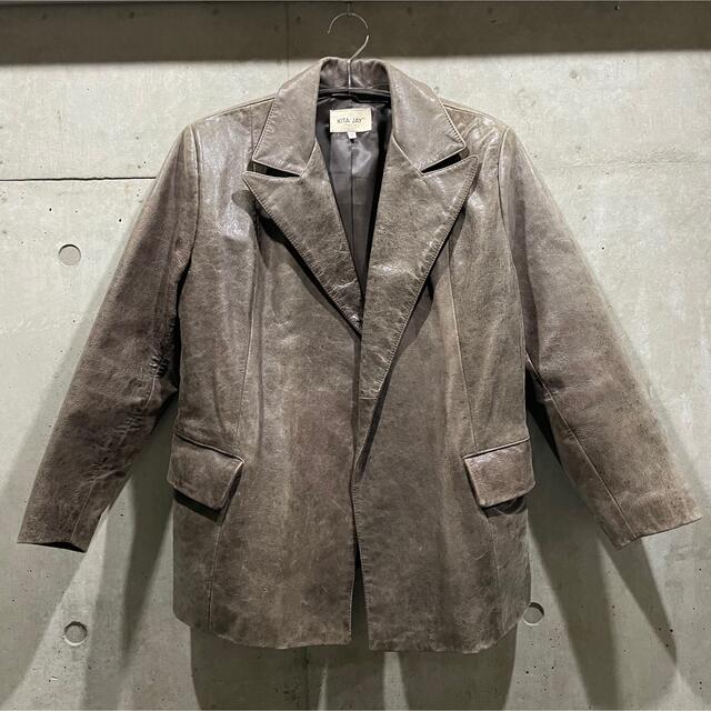 レザー ジャケット テーラード ブラウン ビンテージ イタリア製 茶色