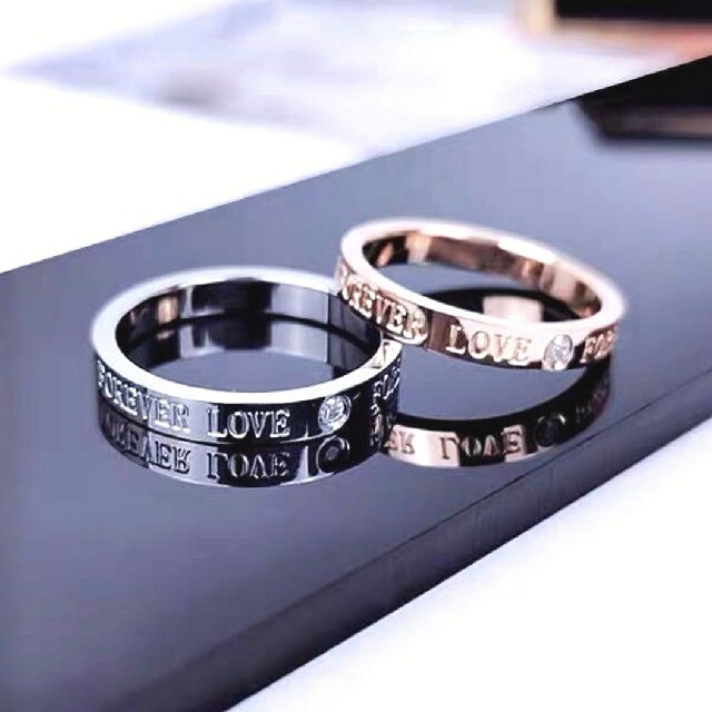 ステンレスリング  FOREVER LOVE ピンキーリング ペアリング レディースのアクセサリー(リング(指輪))の商品写真