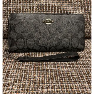 コーチ(COACH)のショプバ・箱付き　長財布　ブラックシグネチャー　4452(長財布)