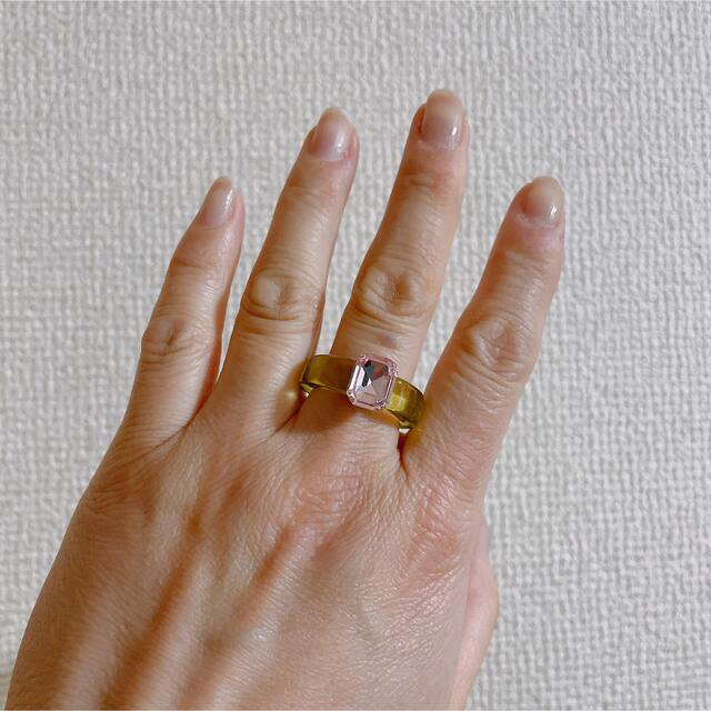 アクリルリング フォイリング 抹茶 モスグリーン 個性的 韓国 指輪 15号 レディースのアクセサリー(リング(指輪))の商品写真
