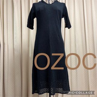 オゾック(OZOC)のOZOC ✽ ワンピース ブラック 38 Mサイズ 半袖(ロングワンピース/マキシワンピース)