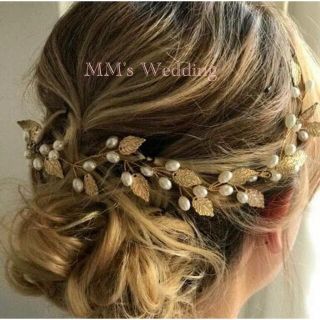 新品☆ ヘッドドレス 結婚式 ヘアアクセサリー ゴールド 葉 髪飾り(ヘッドドレス/ドレス)