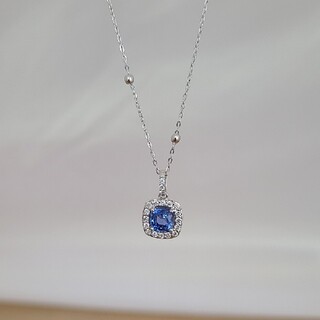 ☆新品☆K18 18金 ホワイトゴールド ダイヤモンド サファイア ネックレス(ネックレス)