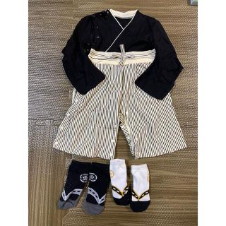 袴ロンパース 男の子　お正月 節句　お祝い　初詣　ベビー 和服 ストライプ(和服/着物)