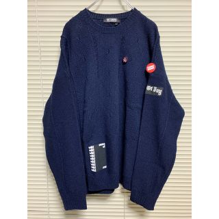 ラフシモンズ(RAF SIMONS)の新品《 Raf Simons 》オーバーサイズ パッチ ニット L ネイビー(ニット/セーター)