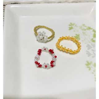 ハンドメイド☆ビーズリング☆3つセット☆(リング)