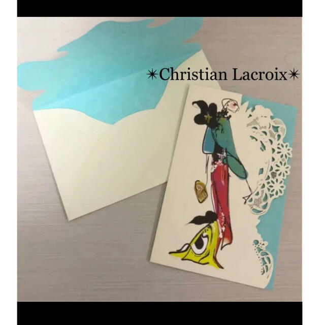 Christian Lacroix(クリスチャンラクロワ)の✴︎Christian Lacroix✴︎メッセージカード   ブルー゜　.゜・ ハンドメイドの文具/ステーショナリー(カード/レター/ラッピング)の商品写真