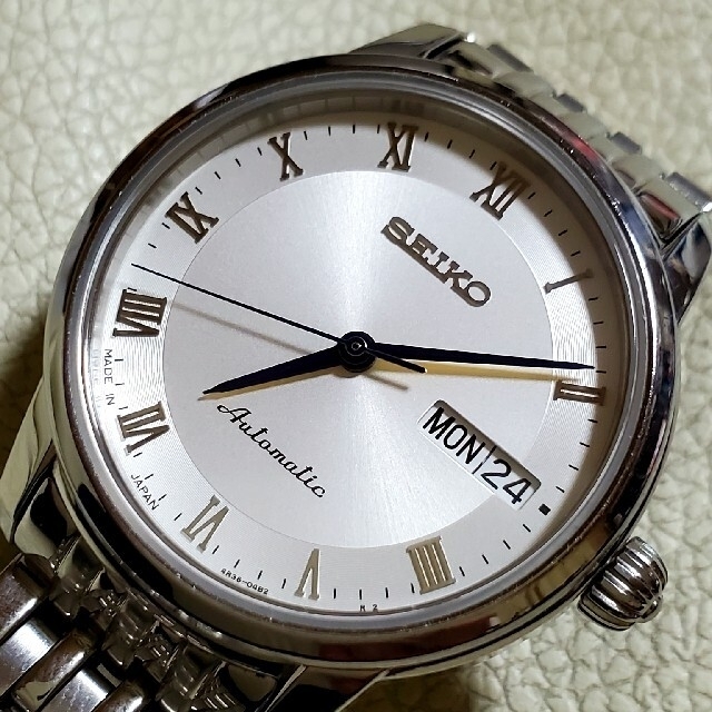 美品 SEIKO セイコー プレサージュ デイデイト シルバー 裏スケ ボーイズ