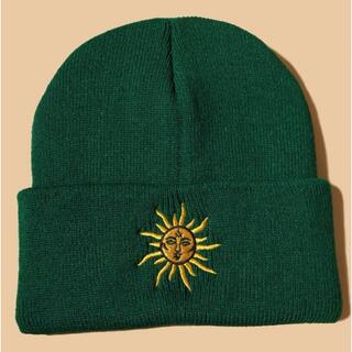 ザラ(ZARA)の緑 グリーン ニット帽(ニット帽/ビーニー)