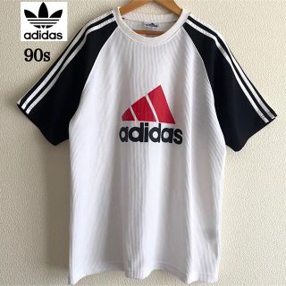 アディダス(adidas)のadidas 90s Tシャツ　万国旗タグ ロゴプリント　ビッグロゴ　白　銀タグ(Tシャツ/カットソー(半袖/袖なし))