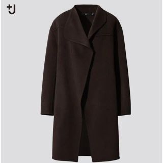 ユニクロ(UNIQLO)の新品　ダークブラウン　Sサイズ　ユニクロ J カシミヤブレンドノーカラーコート(ロングコート)