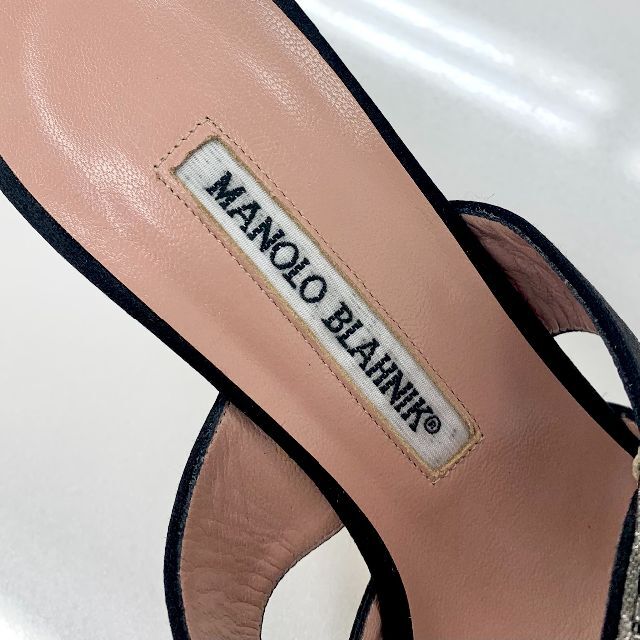 MANOLO BLAHNIK - 3686 マノロブラニク サテン ビジュー ミュール