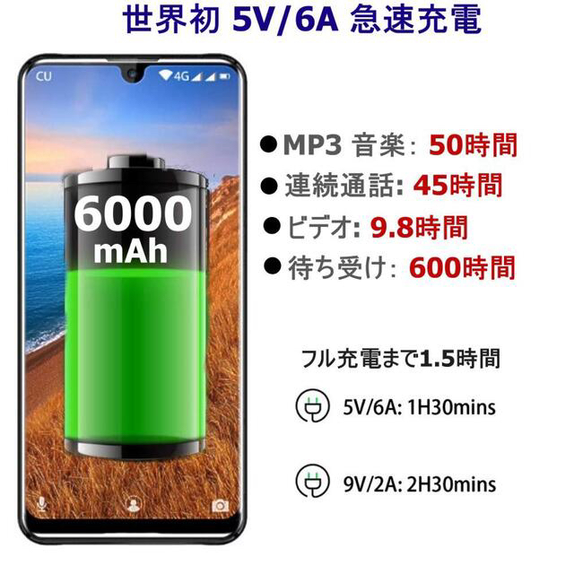 OUKITELK9 7.12インチ大画面6000mAh4GB 64GB ブラック 5