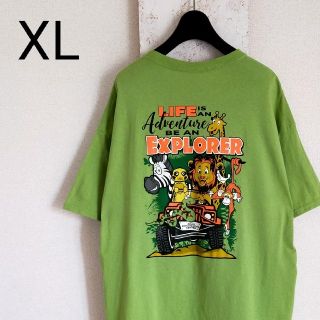 ギルタン(GILDAN)のGILDAN Tシャツ　カットソー　グリーン　XL　キャラクター　ビッグサイズ(Tシャツ/カットソー(半袖/袖なし))