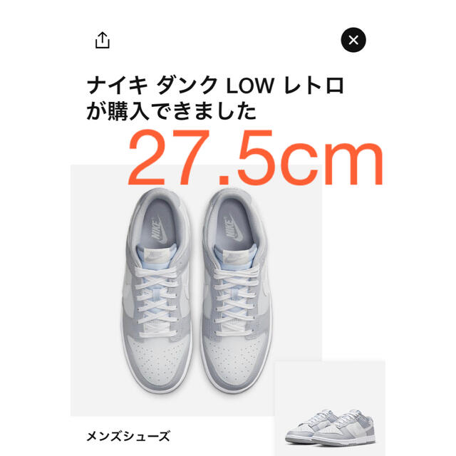 NIKE(ナイキ)のNike Dunk Low Grey ナイキ ダンク ロー グレー 27.5cm メンズの靴/シューズ(スニーカー)の商品写真