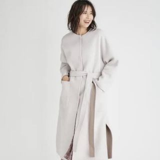 極美品 ウールカシミアバイカラーリバーコート IVR