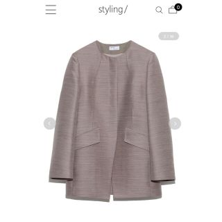 スタースタイリング(starstylig)のstyling スタイリング ウールシルク クルーネックジャケット アウター(ノーカラージャケット)