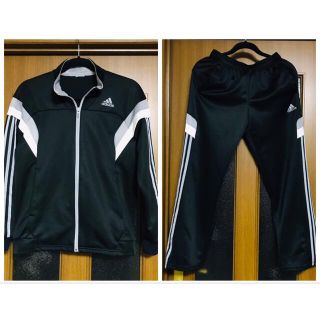 アディダス(adidas)の【美品】adidas(アディダス)★ジャージ上下セットアップ★160cm★黒白(その他)