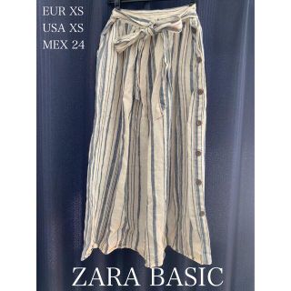 ザラ(ZARA)のZARA BASIC ザラベーシック　　膝丈リネン100%スカート(ひざ丈スカート)