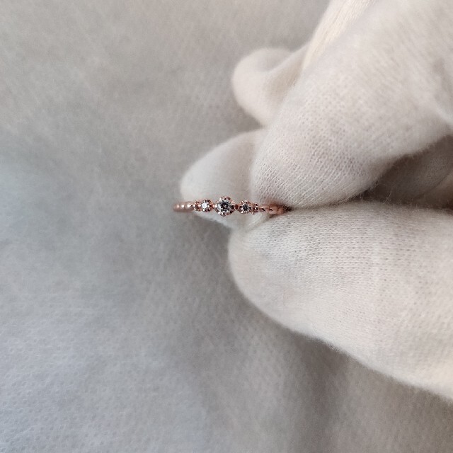 新品加工品 K10 ピンクゴールド ダイヤモンド 7号 リング 指輪 ハート型 レディースのアクセサリー(リング(指輪))の商品写真