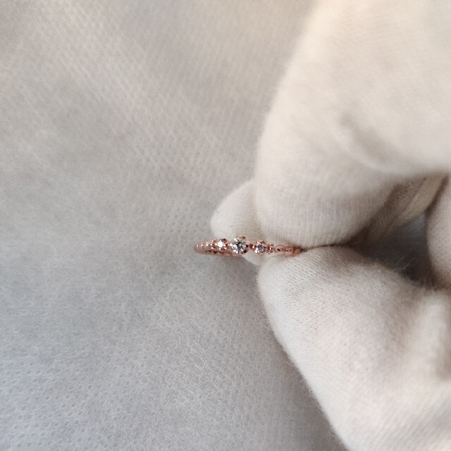 新品加工品 K10 ピンクゴールド ダイヤモンド 7号 リング 指輪 ハート型 レディースのアクセサリー(リング(指輪))の商品写真