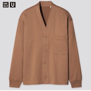 ユニクロ(UNIQLO)の新品未使用 ユニクロU スウェットカーディガン ブラウン Lサイズ(カーディガン)