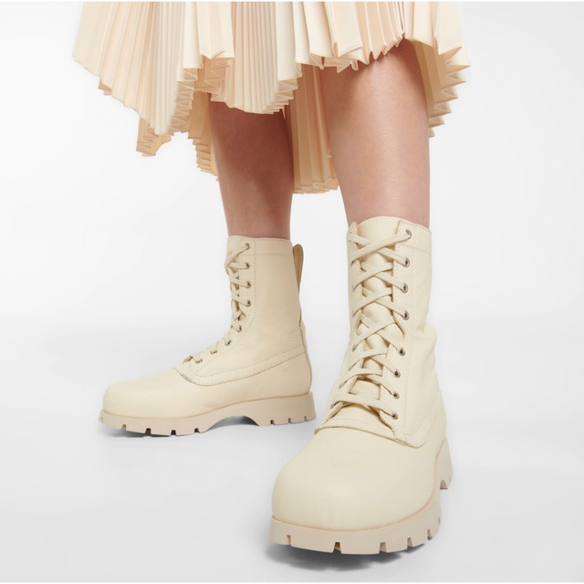 jil sander ジルサンダー ブーツ レースアップ アイボリー ホワイト-