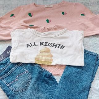 エイチアンドエム(H&M)の最終　130 - 140　H&M　など　３点セット　ソフトクリーム(Tシャツ/カットソー)