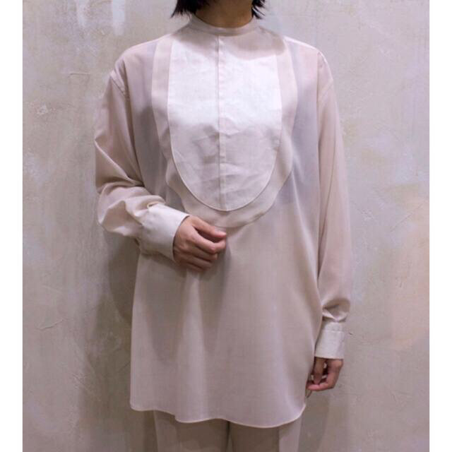 HYKE LINEN BIB FRONT SHIRT ブラウス