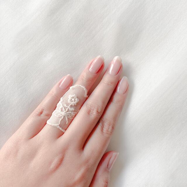 Lochie(ロキエ)の୨୧ Vintage rétro Beige Flower Lace Ring ハンドメイドのアクセサリー(リング)の商品写真