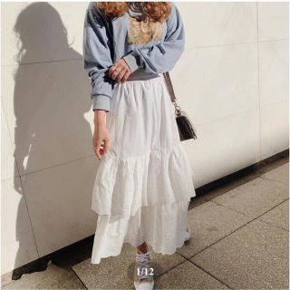 【treat ürself】frill cotton ribbon skirt(ロングスカート)