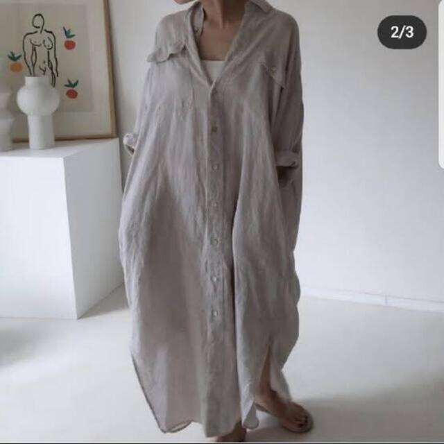 ARGUE(アギュー)のargue　FRENCH LINEN WIDE SHIRT DRESS レディースのワンピース(ロングワンピース/マキシワンピース)の商品写真