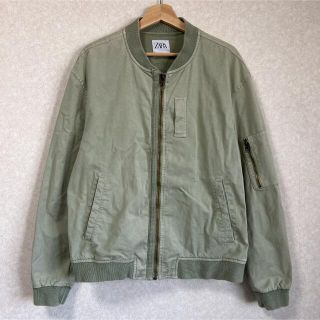 ザラ(ZARA)のZARA  ザラ　MA-1  ブルゾン  カーキ　コットン　メンズ(ミリタリージャケット)