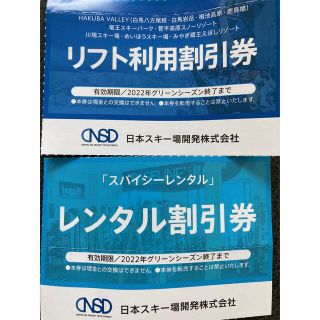 リフト利用割引券　日本スキー場開発(スキー場)