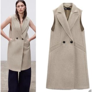 ZARA - ダブルブレスト ソフトベスト 3枚目参照必須の通販|ラクマ