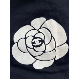 シャネル CHANEL カットソー Tシャツ 半袖 丸首 ワッペン 花 スパンコ